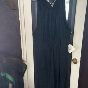 Ava & Viv Size 3X Dress Black High Neck Sleeveless Keyhole Back with Tie Slit